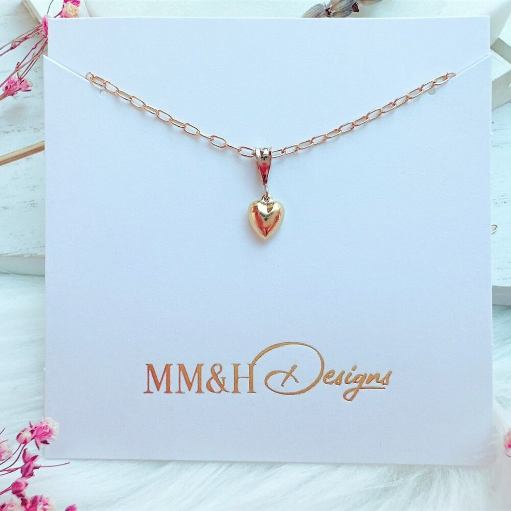14k Gold-Filled Puffy Heart Charm Necklace | Handmade in BC